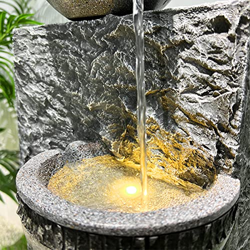 SERBILHOME Water 4-Tier Pots Fountain Outdoor 39.76" Modern Contemporary Design Fountain with LED Lights Waterfall Fountain for Garden,Office,Yard, Floor Patio, Backyard Art Home Art Decor