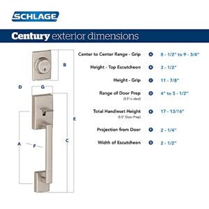 Schlage F60 CEN 622 LAT CEN Century Front Entry Handleset with Latitude Lever, Deadbolt Keyed 1 Side, Matte Black