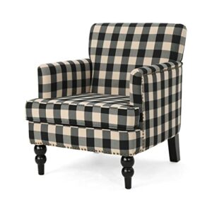 christopher knight home evete tufted fabric club chair, black checkerboard