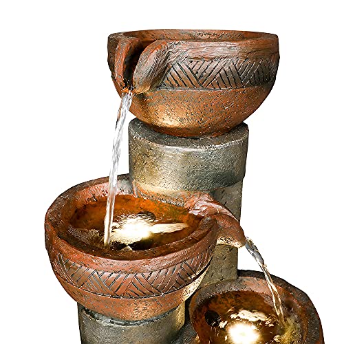 Hamiedun 5 -Tier Outdoor Garden Water Fountain Decor, Resin Fountain for Garden, Floor Patio, Deck, Porch, Backyard and Home Art Decor (Brown, 39.7inch)