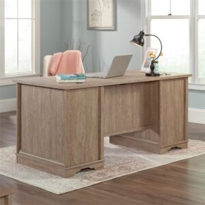 Sauder Rollingwood Engineered Wood Pedestal Desk in Brushed Oak