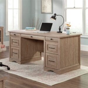 Sauder Rollingwood Engineered Wood Pedestal Desk in Brushed Oak