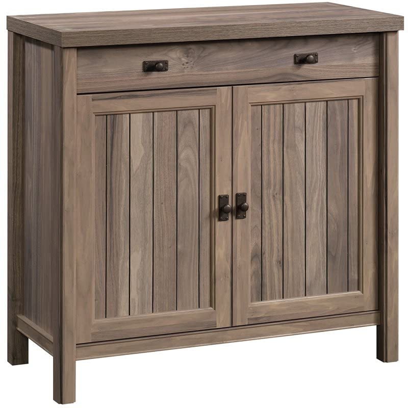 Sauder Costa Washed Walnut 2-Door Library Base Cabinet, Washed Walnut Finish