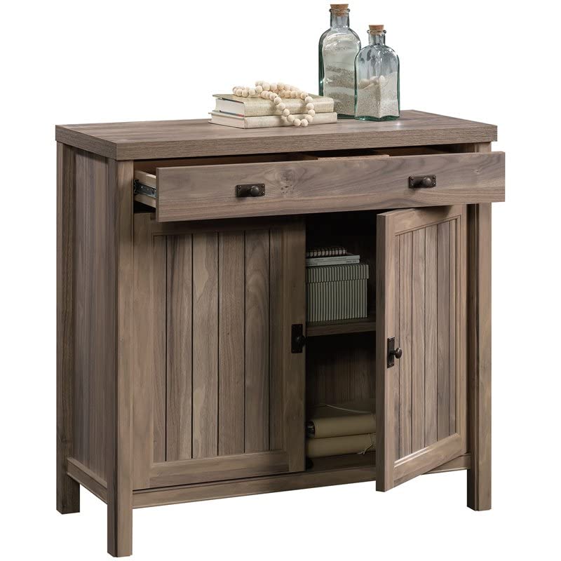 Sauder Costa Washed Walnut 2-Door Library Base Cabinet, Washed Walnut Finish