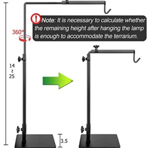 Reptile Tank Heat Lamp Stand Aquarium Stand - Reptile Terrarium Heat Light Stand - Adjustable Metal Heat Lamp Holder, Used for Amphibians, Lizards, Gecko, Tortoise, Snakes, Bearded Dragon, Chicks, etc