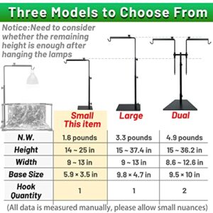 Reptile Tank Heat Lamp Stand Aquarium Stand - Reptile Terrarium Heat Light Stand - Adjustable Metal Heat Lamp Holder, Used for Amphibians, Lizards, Gecko, Tortoise, Snakes, Bearded Dragon, Chicks, etc