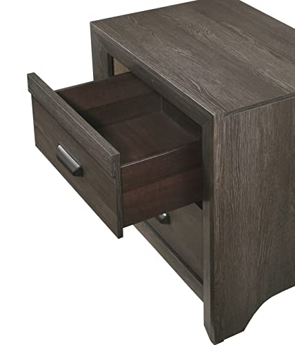 Rustic Style Grayish Brown 6pc King Size Bed Dresser Mirror Nightstand Chest Set Solid Wood Master Bedroom Furniture