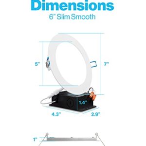 Sunco Lighting 24 Pack 6 Inch Ultra Thin LED Recessed Ceiling Lights Slim, 6000K Daylight Deluxe, Dimmable 14W=100W, Smooth Trim, Canless Wafer Thin with Junction Box