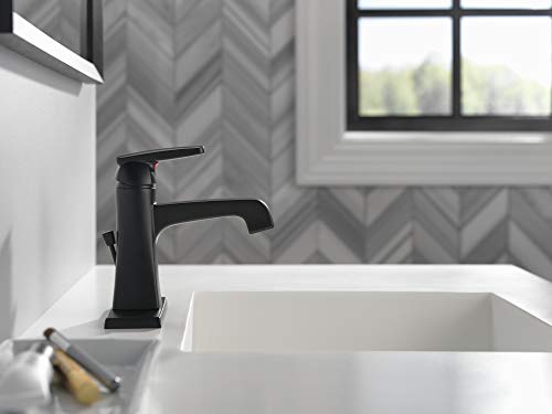 Delta Faucet Ashlyn Single Hole Bathroom Faucet, Single Handle Bathroom Faucet Matte Black, Bathroom Sink Faucet, Diamond Seal Technology, Drain Assembly, Matte Black 564-BLMPU-DST