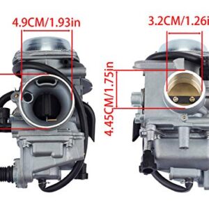 JOD TRX350 Carburetor compatible with Honda Rancher 350 TRX350 350ES 350FE 350FMTE 350TM 2000-2006 atv 4 Stroke Carburetor with Black Throttle Base Cover+Air Filter+Oil Filter+Fuel Filter