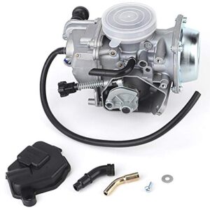 JOD TRX350 Carburetor compatible with Honda Rancher 350 TRX350 350ES 350FE 350FMTE 350TM 2000-2006 atv 4 Stroke Carburetor with Black Throttle Base Cover+Air Filter+Oil Filter+Fuel Filter