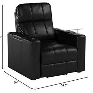 Pulaski Larson Theatre Recliner, 38.0" L X 39.5" W X 43.0" H, Black