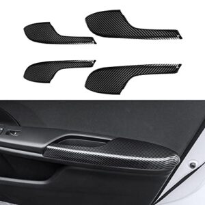 phoneix 4pcs carbon fiber pattern interior door armrest panel trim cover set texture abs accessories fit for honda 10th civic 2016-2021 accessories