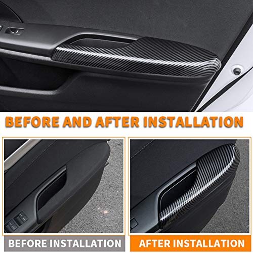 Phoneix 4Pcs Carbon Fiber Pattern Interior Door Armrest Panel Trim Cover Set Texture ABS Accessories Fit for Honda 10th Civic 2016-2021 Accessories
