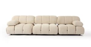 decorific nyc bellini sofa, mid-century modern sofa, white/ivory, velvet, 3 seat