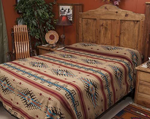 Mission Del Rey Southwest Bedding Isleta Collection -Reversible Bedspread -King Size 114"x96" Tan & Brown