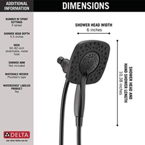 Delta Faucet 4-Spray In2ition Dual Shower Head with Handheld Spray, Matte Black Shower Head with Hose, Showerheads & Handheld Showers, Handheld Shower Heads, Matte Black 58498-BL