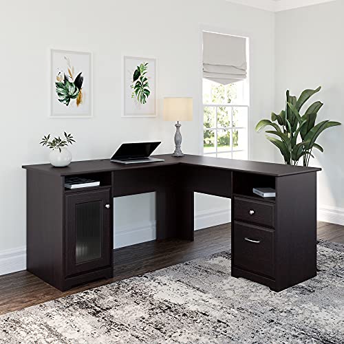 Bush Furniture Cabot L Shaped Computer Desk in Espresso Oak, Medium