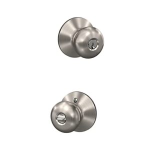 Schlage F51A PLY 619 Plymouth Door Knob, Keyed Entry Lock, Satin Nickel