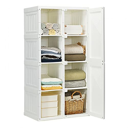 PDGJG Foldable Armoire Wardrobe Closet with 8 Cubby Storage Closet Shelf Storage Bedroom Furniture Storage Cabinet