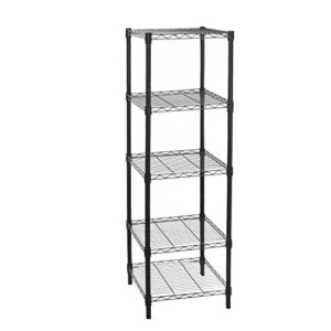 HollyHOME 5 Shelves Adjustable Steel Wire Shelving Rack in Small Space or Room Corner, Metal Heavy Duty Storage Shelf, Utility Rack, Bathroom Storage Tower Kitchen Shelving, Thicken Tube, Black