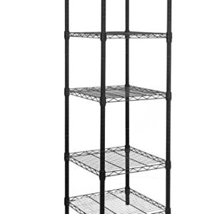 HollyHOME 5 Shelves Adjustable Steel Wire Shelving Rack in Small Space or Room Corner, Metal Heavy Duty Storage Shelf, Utility Rack, Bathroom Storage Tower Kitchen Shelving, Thicken Tube, Black