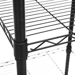 HollyHOME 5 Shelves Adjustable Steel Wire Shelving Rack in Small Space or Room Corner, Metal Heavy Duty Storage Shelf, Utility Rack, Bathroom Storage Tower Kitchen Shelving, Thicken Tube, Black