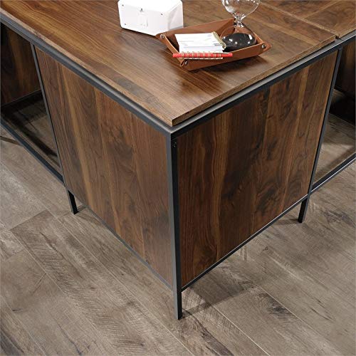 Sauder Nova Loft L-Shaped Desk, L: 65.98" x W: 65.98" x H: 29.53", Grand Walnut Finish