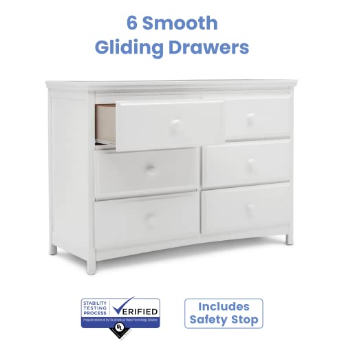Delta Children Emerson 6 Drawer Dresser, Greenguard Gold Certified, Bianca White