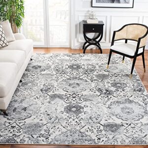 safavieh madison collection 9′ x 12′ cream silver mad600d boho chic glam paisley non-shedding living room bedroom dining home office area rug