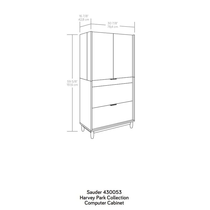 Sauder Harvey Park Engineered Wood Computer Cabinet in Walnut