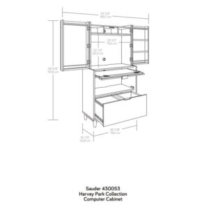 Sauder Harvey Park Engineered Wood Computer Cabinet in Walnut