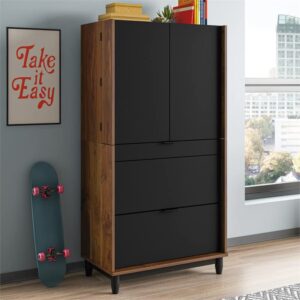 Sauder Harvey Park Engineered Wood Computer Cabinet in Walnut