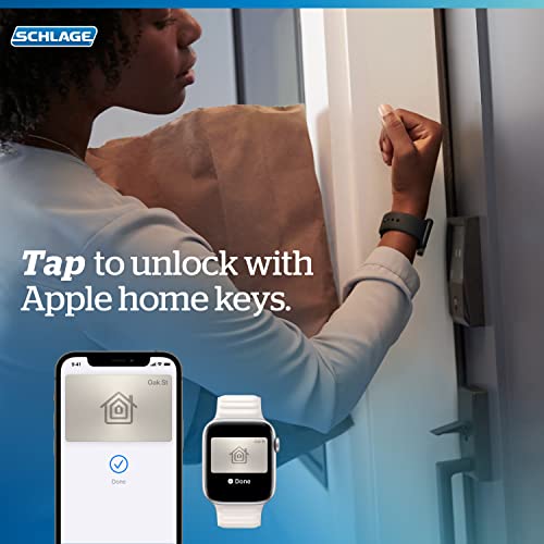 Schlage BE499WB CAM 619 Encode Plus WiFi Deadbolt Smart Lock with Apple Home Key, Keyless Entry Door Lock with Camelot Trim, Satin Nickel