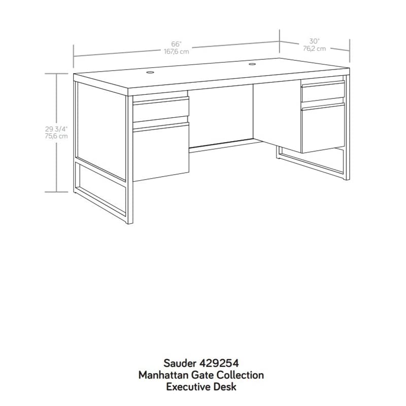 Sauder Manhattan Gate Engineered Wood Executive Desk in Mystic Oak