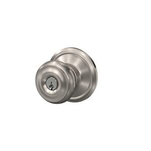 Schlage F51A GEO 619 Georgian Door Knob, Keyed Entry Lock, Satin Nickel