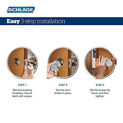 Schlage F51A GEO 619 Georgian Door Knob, Keyed Entry Lock, Satin Nickel