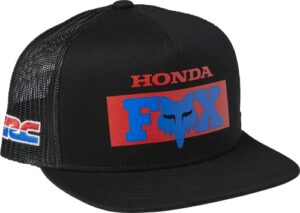 fox racing kids’ standard honda snapback hat, black, one size