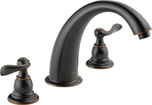 delta faucet windemere 2-handle widespread roman tub faucet trim kit, deck-mount, oil rubbed bronze bt2796-ob (valve not included)