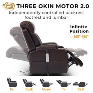 Irene House 9181 Three Motor Power Lift Recliner Lay Flat Chairs for Elderly with Lumber Support Motor Infinite Position Lift Chair Electric Recliner with Cup Holder Side Pocket(Brown Faux Leather)