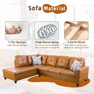 A Ainehome Sectional Sofa Living Room Furniture Set 103.5" Wide L Shape Couch Faux Leather with Left Hand Facing Chaise and Storage Ottoman for Home Room Decor Bedroom