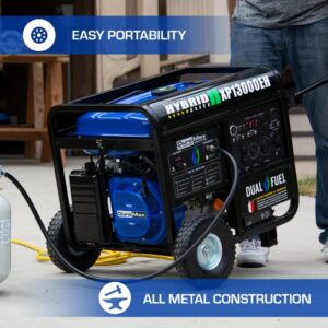 DuroMax XP13000EH Dual Fuel Portable Generator 13000 Watt Gas or Propane Powered Electric Start-Home Back Up, Blue/Gray