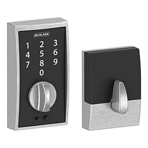 Schlage BE375 CEN 626 Touch Keyless Touchscreen Electronic Deadbolt Lock, Satin Chrome