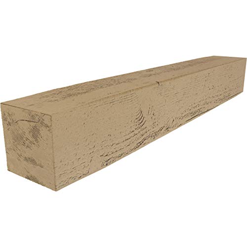 Ekena Millwork MANURS04X06X36PP Rough Sawn Faux Wood Fireplace Mantel, 4"H x 6"D x 36"W, Natural Pine