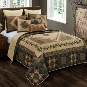 donna sharp full/queen bedding set – 3 piece – antique pine lodge quilt set with full/queen quilt and standard pillow shams – machine washable