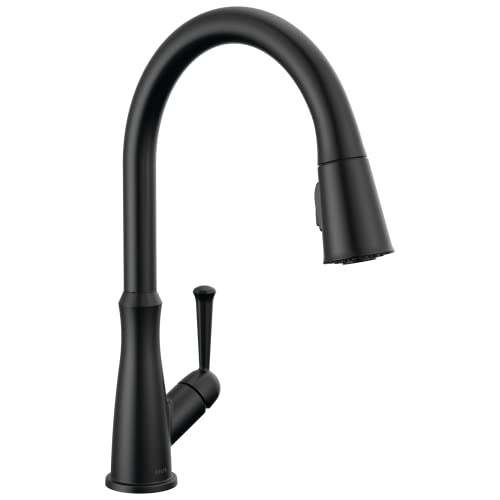 Delta Faucet Westville Matte Black Kitchen Faucet Black, Kitchen Faucets with Pull Down Sprayer, Kitchen Sink Faucet, Faucet for Kitchen Sink, Magnetic Docking Spray Head, Matte Black 9110-BL-DST