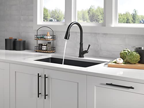 Delta Faucet Westville Matte Black Kitchen Faucet Black, Kitchen Faucets with Pull Down Sprayer, Kitchen Sink Faucet, Faucet for Kitchen Sink, Magnetic Docking Spray Head, Matte Black 9110-BL-DST