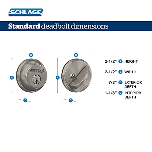 SCHLAGE B60N505 Deadbolt, Keyed 1 Side, Bright Brass