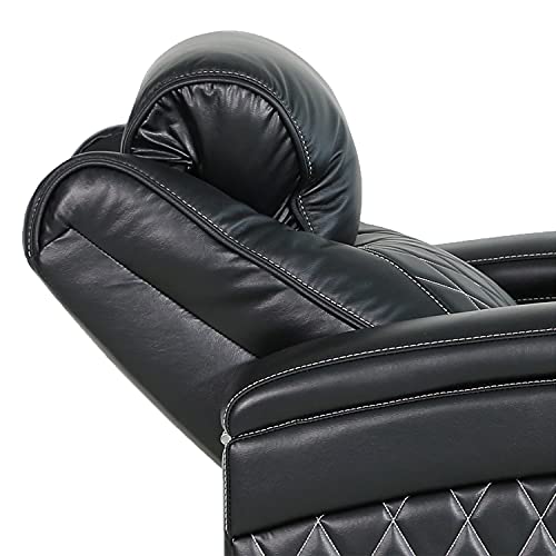 Valencia Oslo Home Theater Seating | Premium Top Grain Italian Nappa 11000 Leather, Power Headrest, Power Lumbar Support, with Center Console (Row of 3, Black)