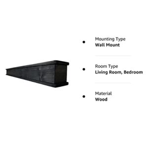 Rustic Mantle | Fireplace Mantel for Decor | Wood Mantel Shelf | Made in USA | Floating Shelf | Farmhouse Fireplace Surround | Long Shelf for Fireplace (Weathered Black, 60 Inch)